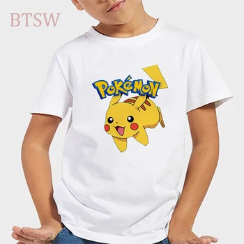 

Kawaii Pokemon Pikachu T Shirt Girl Tops New Clothing T-Shirt Tops Baby Boy Summer Cartoon New Harajuku For Kids Clothes