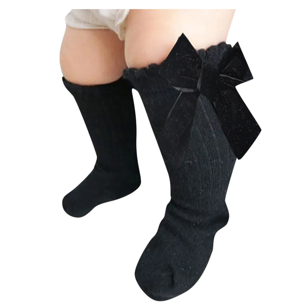 Socks New Kids Toddlers Girls Big Bow Knee High Long Soft Cotton Lace Baby Socks Kids Niekousen meisje Dropshipping Baby Socks