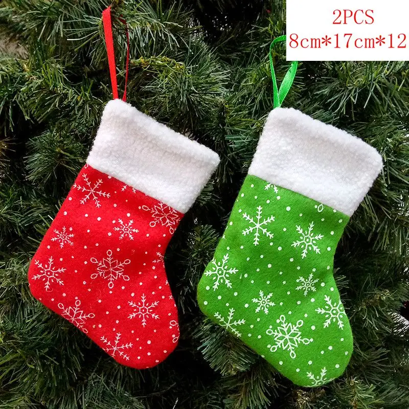 Рождественские чулки, носки, кошка, собака, лось, Navidad, год, мешок для конфет Рождество, украшения, рождественские елки, вечерние подарочные сумки для детей - Цвет: 2pcs 8x17x12cm