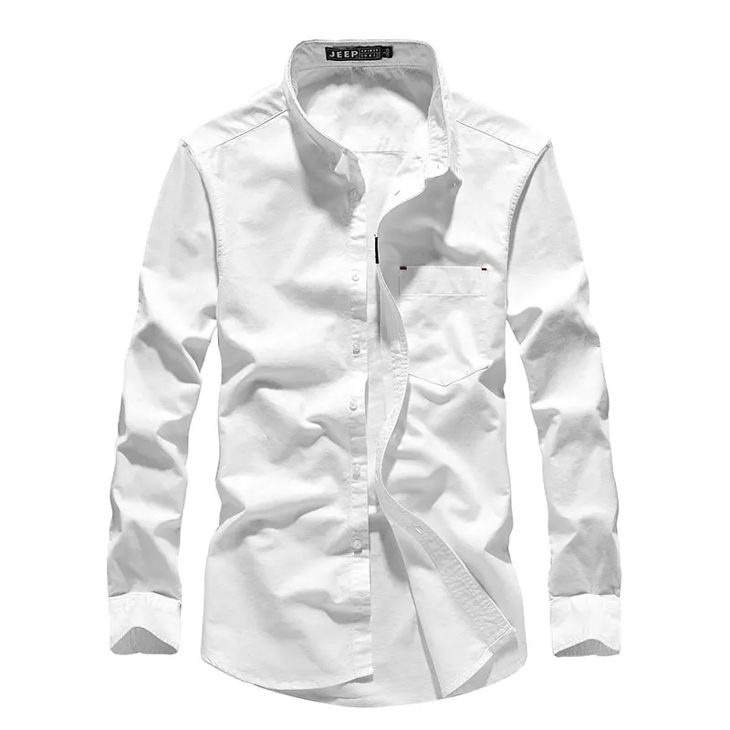 Autumn Spring Men's Dress Casual Shirts Solid Color Cargo Military Style Shirt Men Straight Long-Sleeve High Quality Shirts
