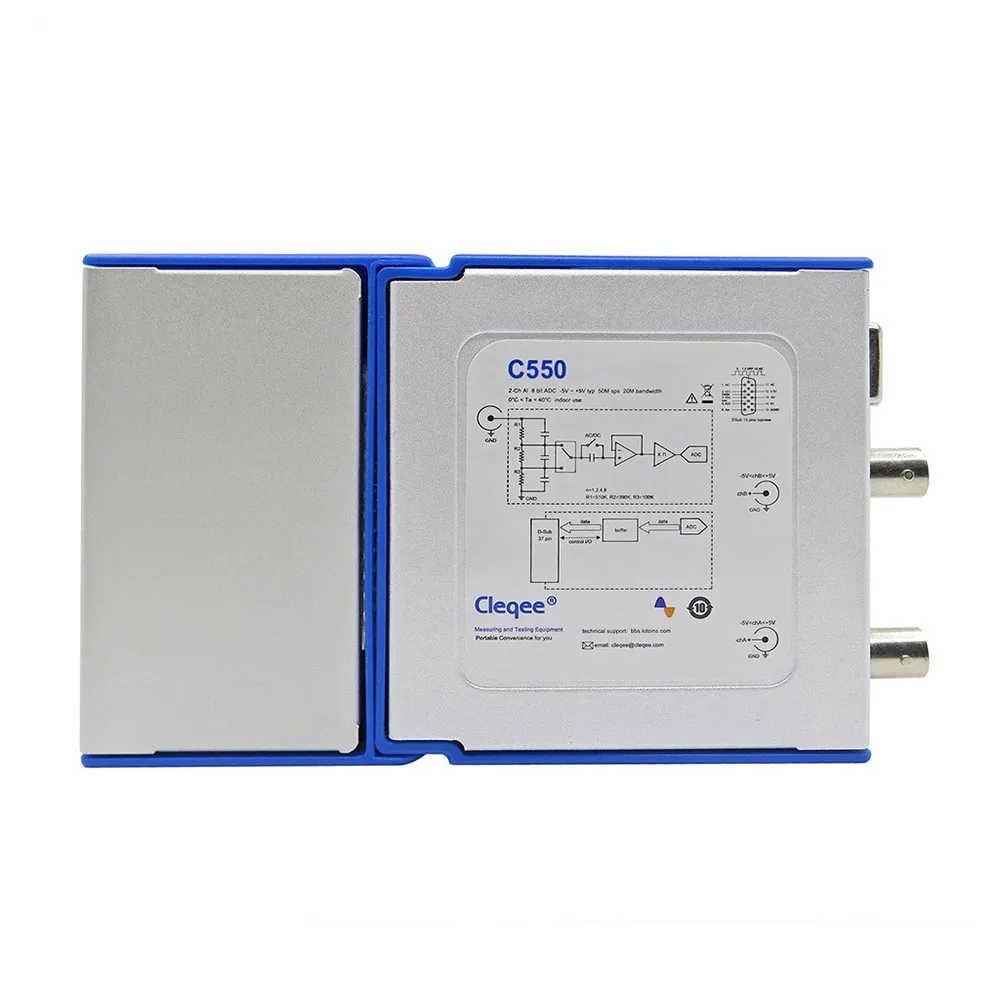 Cleqee C550 цифровой Виртуальный осциллограф двухканальный ПК 50 МГц полоса пропускания 1 г с зондом USB кабель