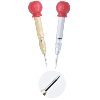 

New Durable Automatic Center Pin Hole Punch Wood Press Dent Marker Tool Spring Loaded Woodworking Marking Starting Holes Tool