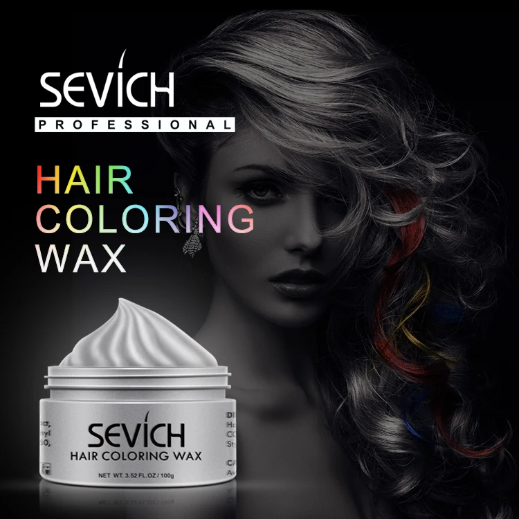 Sevich Temporary Hair Color Wax Men Diy Mud One-time Molding Paste Dye Cream Hair Gel for Hair Coloring Styling Silver Grey 120g