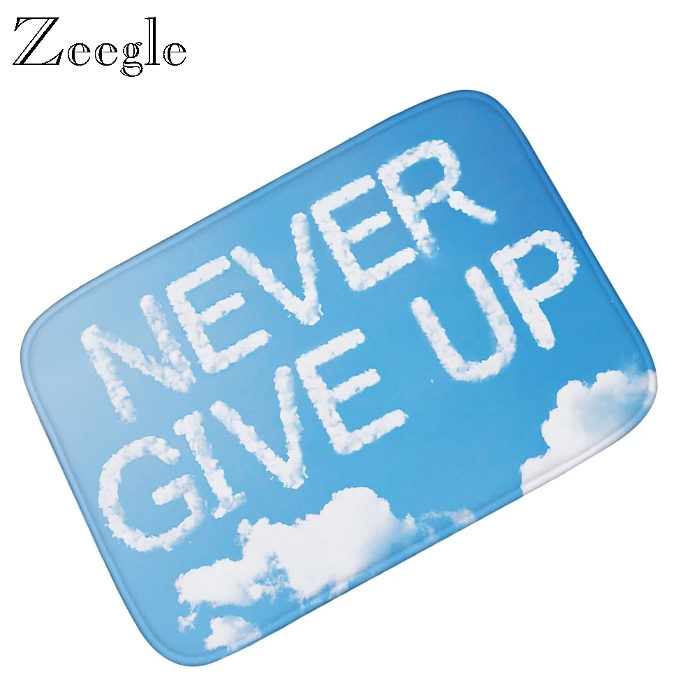 Zeegle Door Mat Entrance Doormat Creative White Clouds Printed Bathroom Kitchen Anti-Slip Floor Mat Carpet Rugs Home Decorative