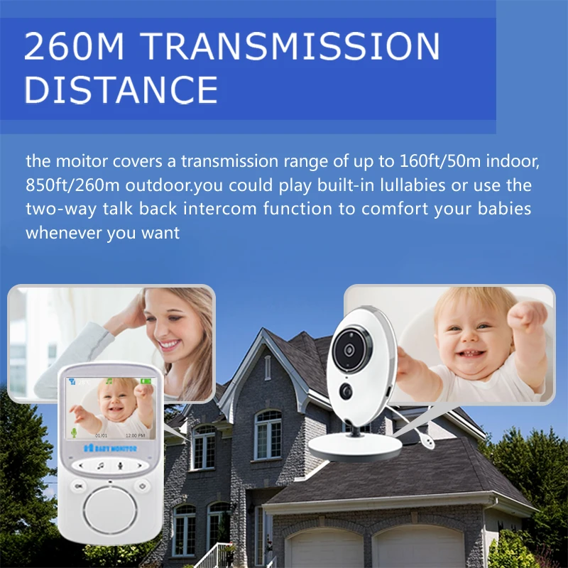  VB605 Wireless Video Baby Monitor 2.4 Inch Color Security Camera Intercom IR 24h Baby Walkie IR LED