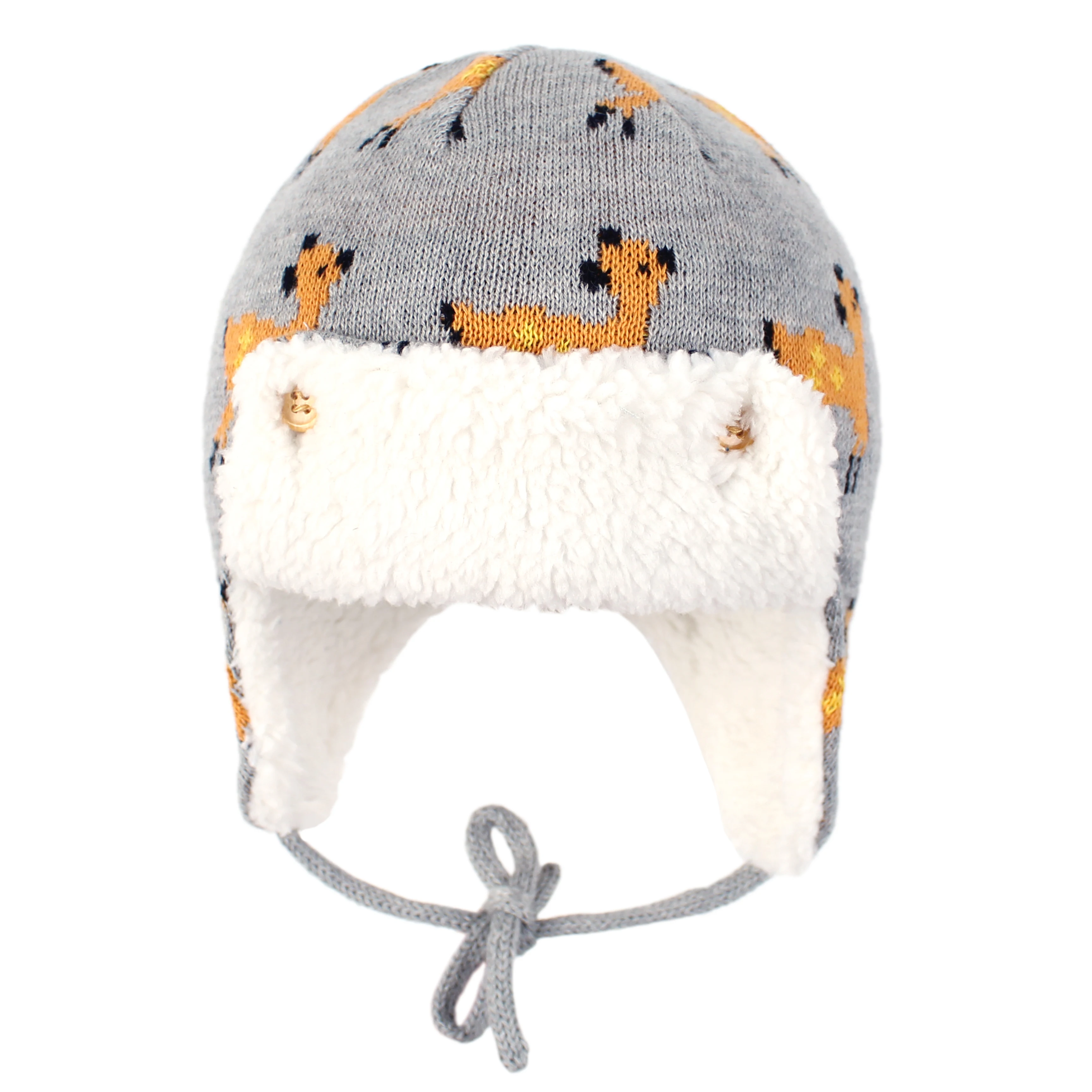 Новинка; Стильная Детская Хлопковая осенне-зимняя шапка с флисовой подкладкой для маленьких мальчиков и девочек; ветрозащитная теплая шапка с милым рисунком