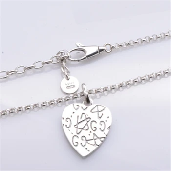 

TIF 100% 925 Sterling Silver Love and Fear Heart Necklace, Glamour Original Jewelry for Girlfriend Holiday Gift