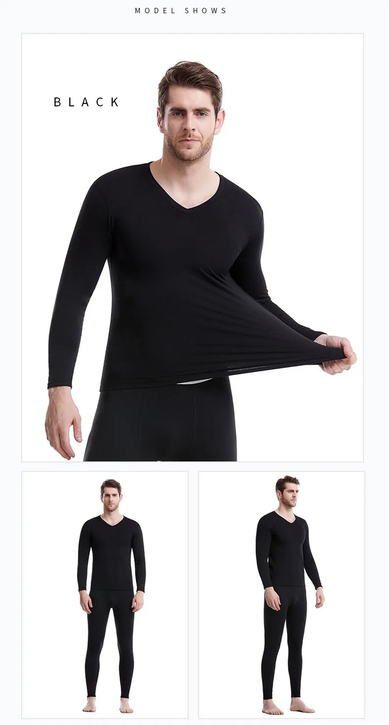 Men's seamless thermal underwear set youth V-neck autumn autumn pants Slim line clothes line pants bottoming shirt