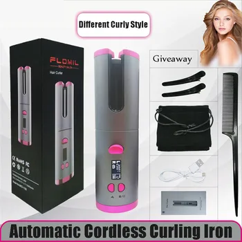

New Arrival Portable Automatic Cordless Curling Iron Hair Waver Pear Flower Hair Curler Lcd Curly Hair Machine Styling Tools