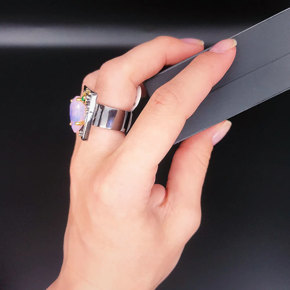 Teardrop pink stone ring (4)
