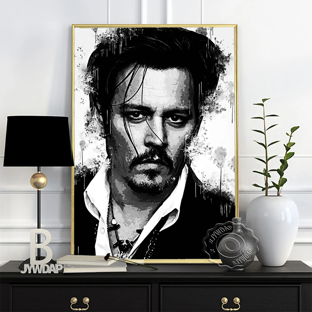 energie Tegenstander minstens Amerikaanse Acteur Johnny Depp Portret Poster, Romantische Knappe Mannen  Sketch Art Prints, Minimalismblack Witte Huis Muur Decor Gift - AliExpress  Huis & Tuin