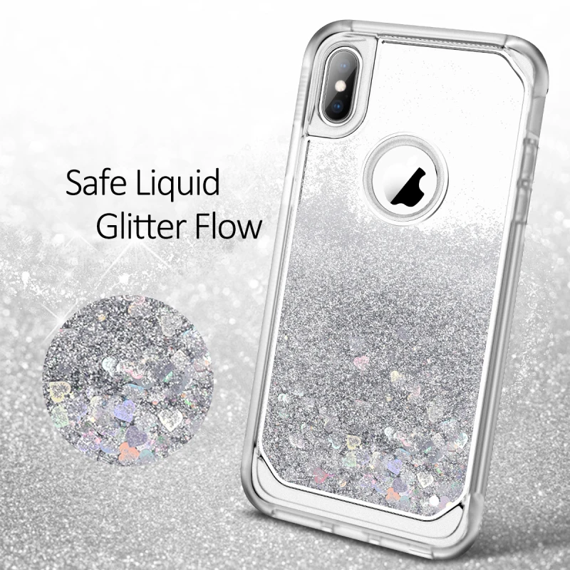 Чехол Quicksand Liquid для iphone X Xs 7 8 Plus, жесткий чехол с блестками для iphone XR, чехол со встроенной защитной пленкой