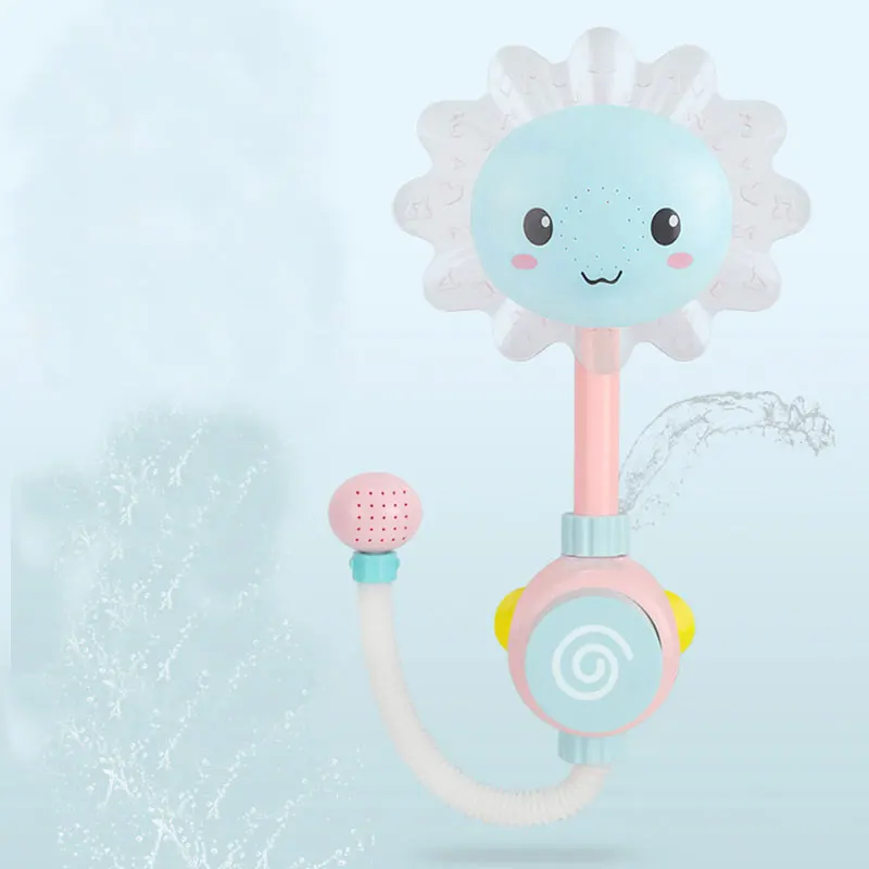 Креативный детский бочонок для ванны, душ в виде подсолнуха, мультяшная милая детская игрушка для воды, кран с подсолнухами - Цвет: Синий