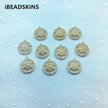

New arrival! 16x14mm 50pcs Copper/Cubic zirconia Round charm for Necklace DIY /Earrings parts,hand Made Earrings Jewelry DIY