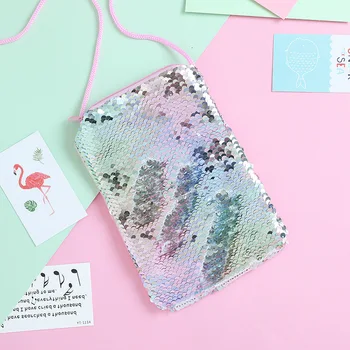 

2019 Mermaid Sequin Purse Children Double Color Sequin Single Shoulder Wallet Large Capacity Storgage Bag Women's