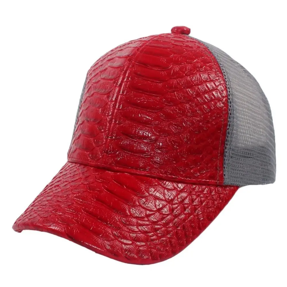 Искусственная кожа змеиная красная Кепка Такер PU Крокодил Snapback сетчатая бейсбольная Кепка Gorras для мужчин и женщин унисекс