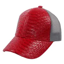Искусственная кожа змеиная красная Кепка Такер PU Крокодил Snapback сетчатая бейсбольная Кепка Gorras для мужчин и женщин унисекс