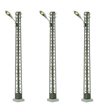 LQS59 Model Railway Layout 3pcs OO HO N Scale Lattice Mast Lamp Track Light Bright White LED