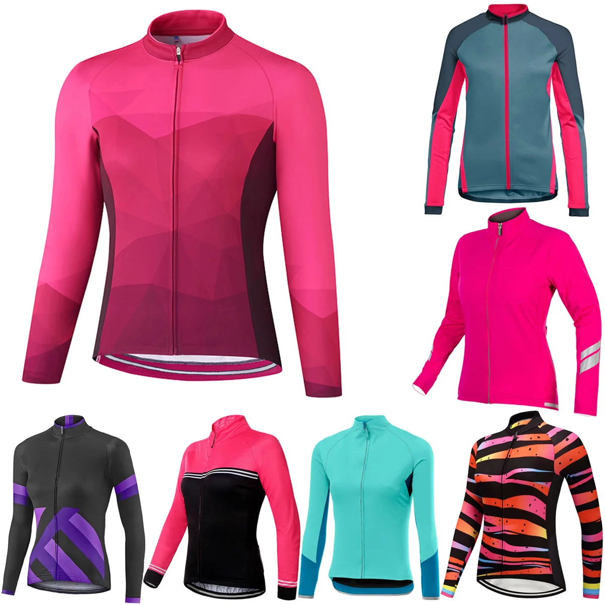 JoseMX Women Long Sleeve Cycling Jersey Bicycle Bike Clothes MTB Bib Sport Shirt Purple Motocross Mountain Road Tight Top Jacket