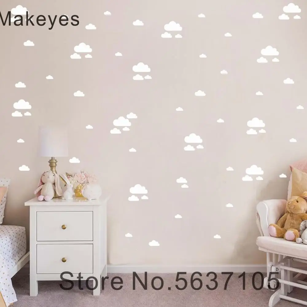 Makeyes Clouds Baby Bedroom Wall Stickers Sweet Decals Home Kids Room Art Decoration Vinyl Design Set Pattern MG016 | Дом и сад