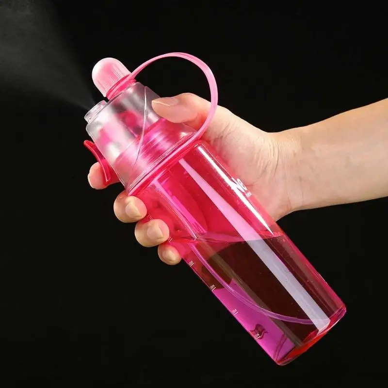 600Ml Spray Sports Water Bottle Portable Plastic Spray Drinking Bottle Leakproof Travel Cup for Outdoor Camping Climbing Gym Cup
