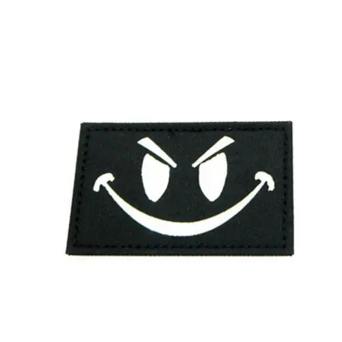 Glow in Dark 5 x 8cm Злой Смайлик смайлик тактическая МССБ милспец Боевая нашивка AFG-PAK войны трофей печать призрак RECON DD нашивка светящаяся Боевая куртка - Цвет: Glow in Dark 5 x 8cm