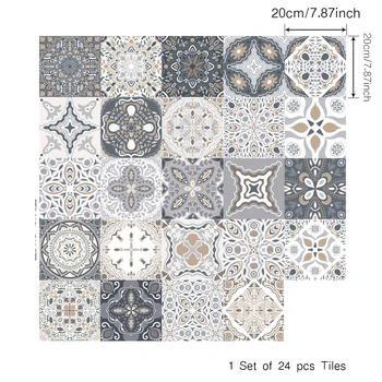 

24PCS Mosaic Ancient Tile Diy Tile PVC Sticker Waterproof Durable Practical Home Decoration 3 Sizes