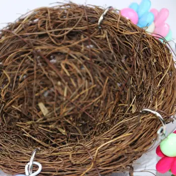 

Parrot Natural Rattan Bird Nest Swing Toy with Bells for Cockatoo Macaw LX9C