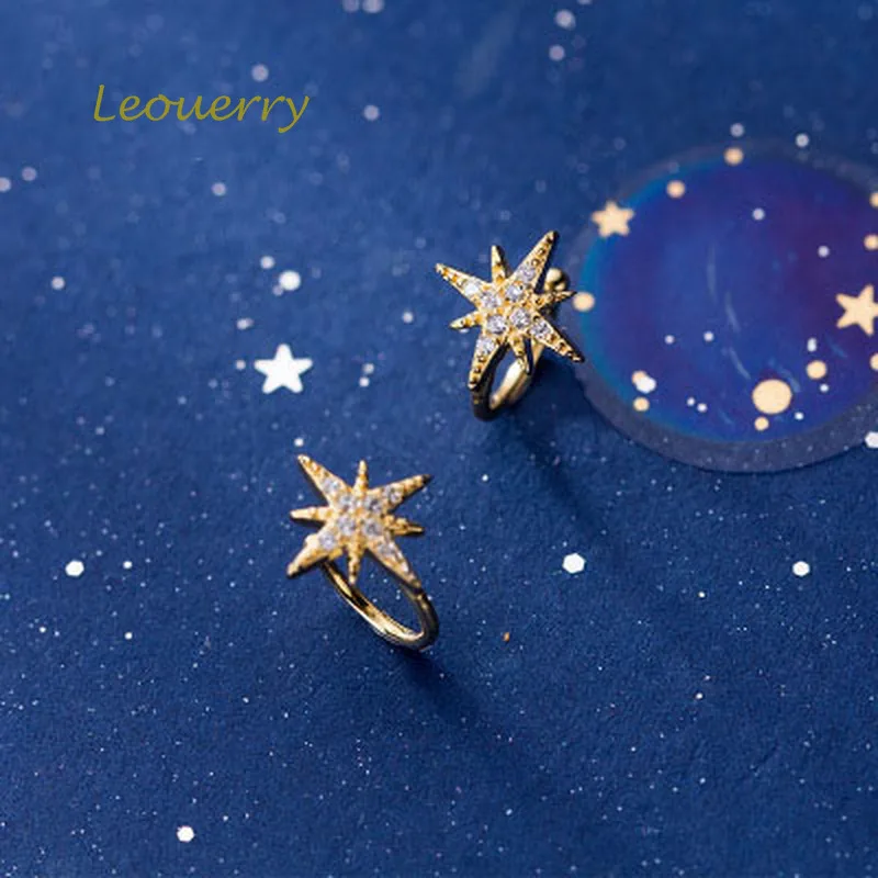 

Leouerry 925 Sterling Silver Sparkling Zircon Star Clip Earrings Without Piercing Ear Bone Cuff Clip on Earrings Women Jewelry