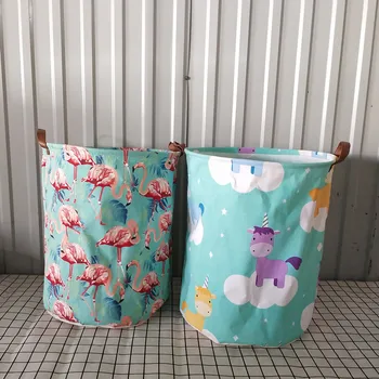 

1Pcs Dirty Laundry Basket Toy Storage Box Multifunction Foldable Cotton Linen Home Organizer Cartoon Pattern