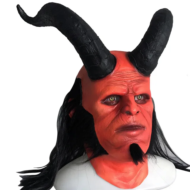 

[Funny] Cosplay toy simulation Full horn/break horn Hellboy mask gloves figures model kids child Costume party toy adult gift