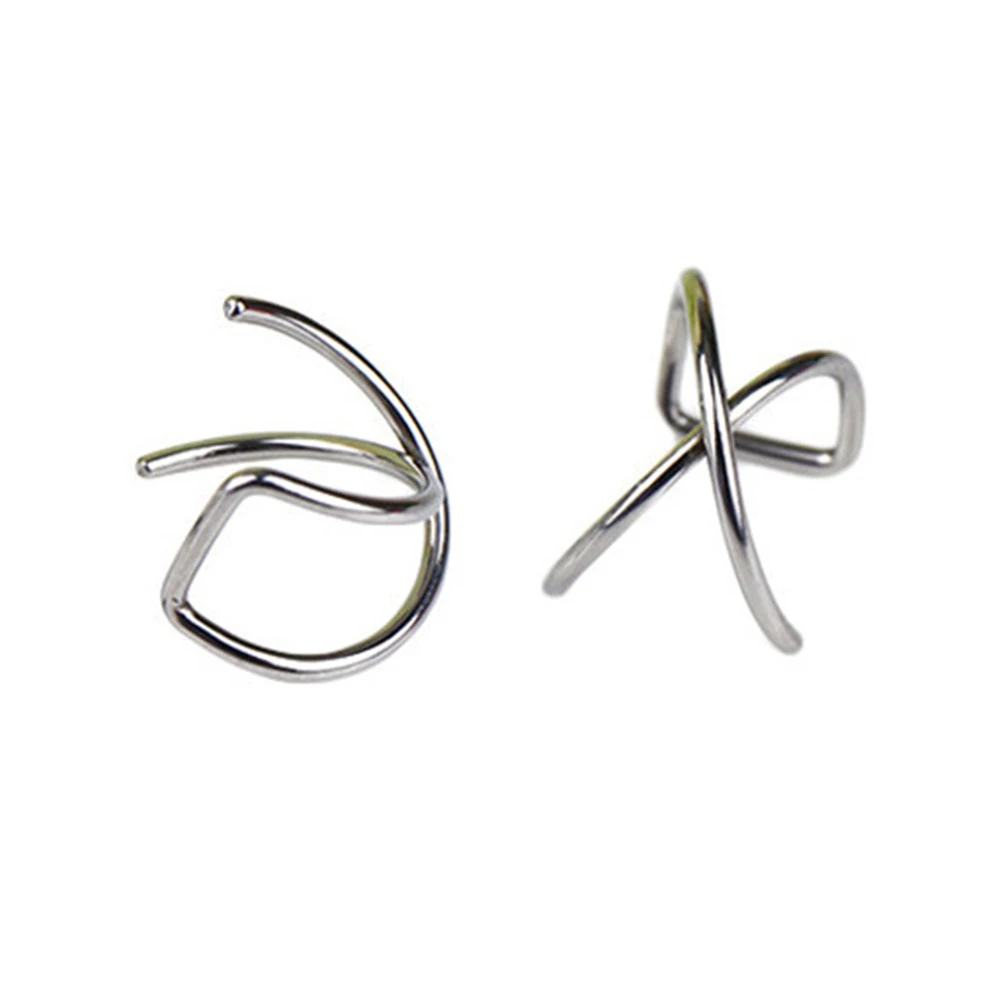 Fashion stainless steel Punk Rock Ear Clip Cuff Wrap Earrings No piercing-Clip On Cartilage Wrap fake Earring 1pc