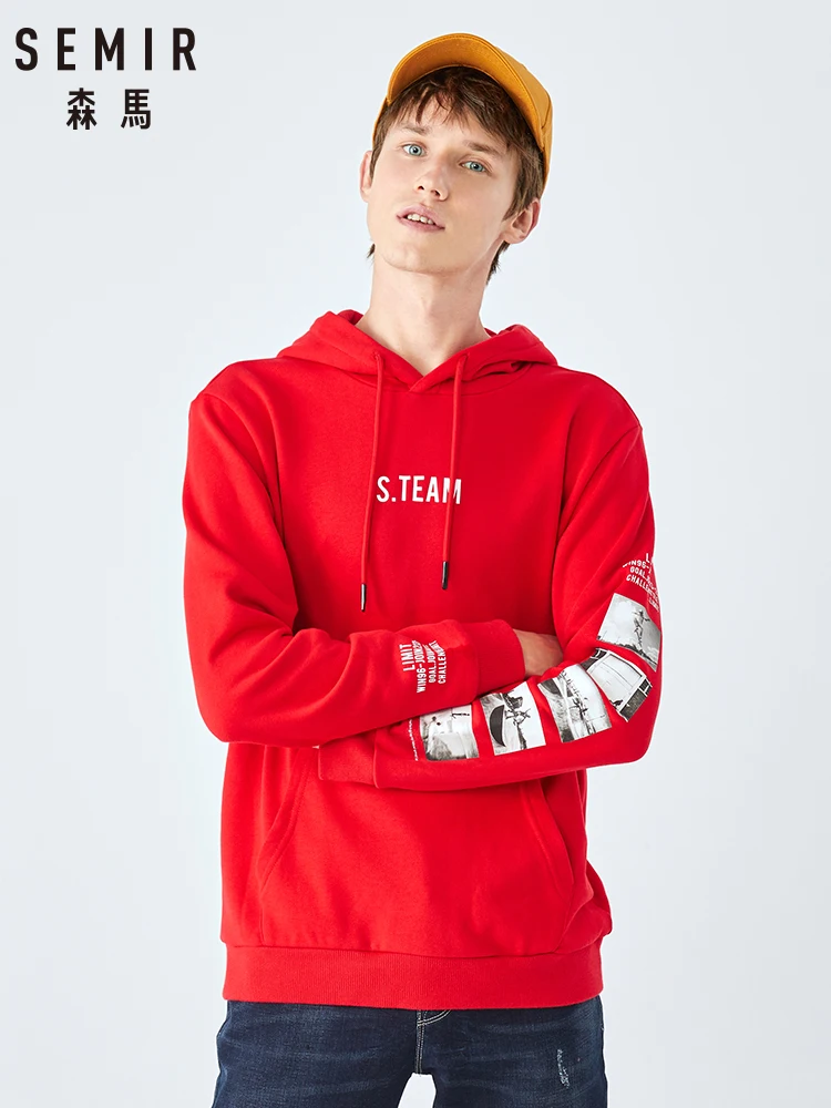 

Semir Hoodies men new warm hooded shirt fashion letter print pattern contrast color printing sweatershirt male tide