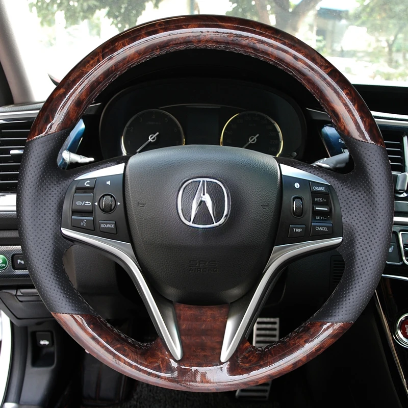 

For Acura CDX ILX TL DIY imitation peach grain interior suede leather steering wheel cover interior accessories