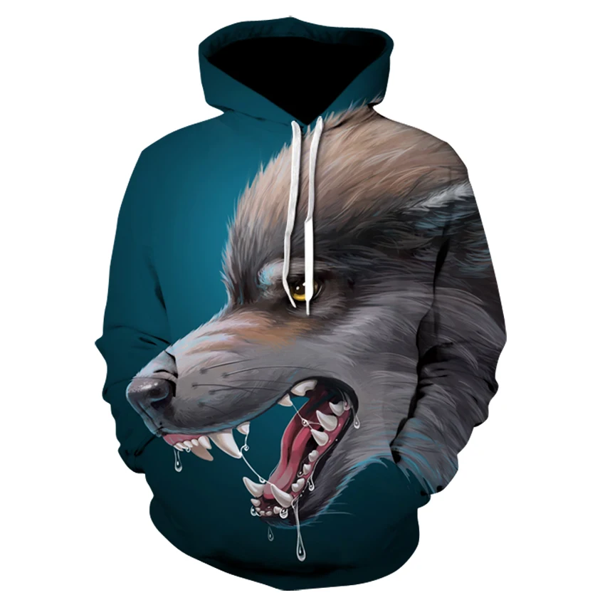 

2020 Wolf Hoodies Men Coat Cool 3d Print Men's Sweatshirts Fashion Pullover 3D Hooded Hoodies animal Pocket Streetwear Hot Sale