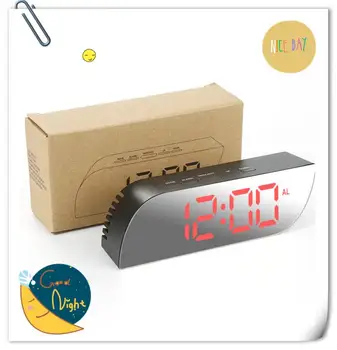 

1Pcs Plastic LED Trapezoidal Mirror Alarm Clock Creative Durable Dual Mode Electronic Alarm Clock Portable Out Home Smart Clock