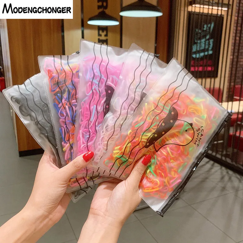 500Pcs/Pack Colorful Small Disposable Hair Bands Cute Girls Elastic Rubber Band Scrunchie Ponytail Holder Gum Hair Accessories