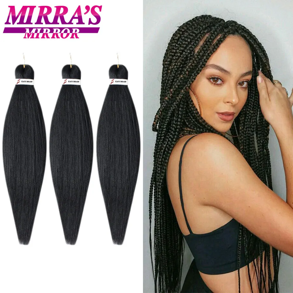 

Mirra's Mirror Women's 2026 Easy Jumbo Braids Hair Ombre Pre Stretched Braiding Hair Black Synthetic Crochet Hair Extension