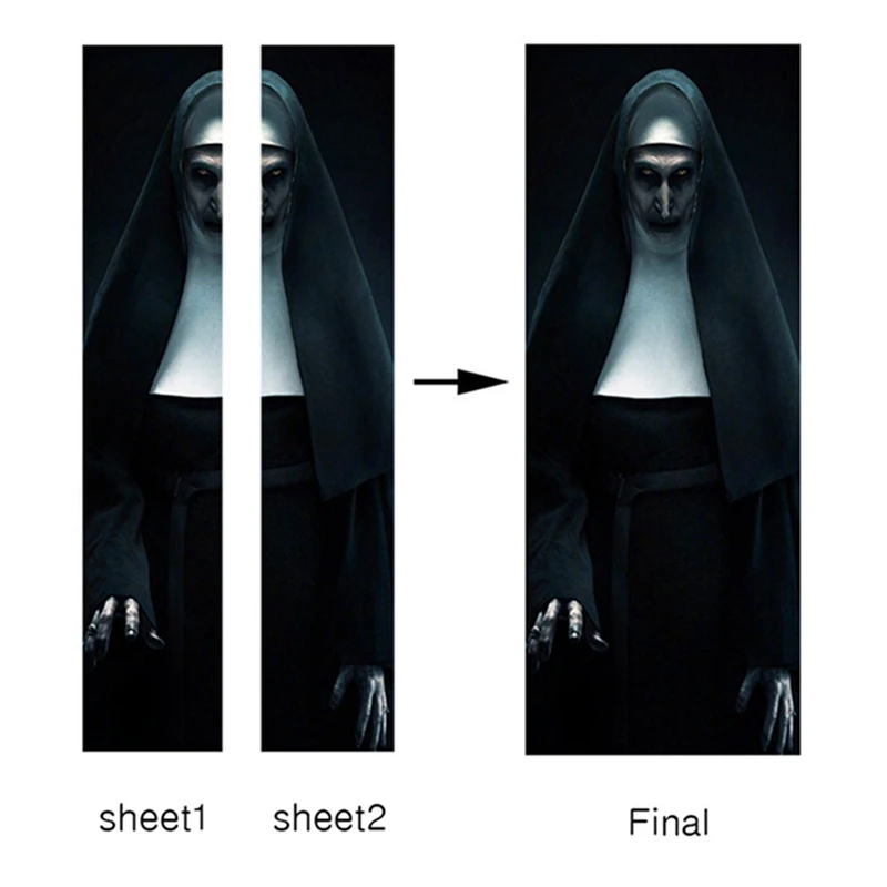 2 шт./компл. Хэллоуин дверь стикер s креативный призрак Nuns Смешные двери стикер s Наклейка на стекло, окно ванная комната обои 77x200cm