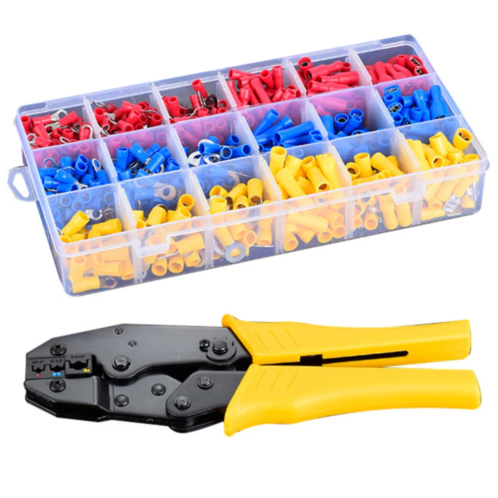 

Self Adjustable Manual Connector Insulated DIY Mini Ratchet Tool Electric Cutting Pressure Wire With Terminal Crimping Plier Set