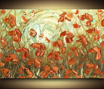 

Contemporary Oil Paintings Textured Red Poppies Oil Painting Living Room Decorations Pictures Hanging Wall Décor Vinicor Art