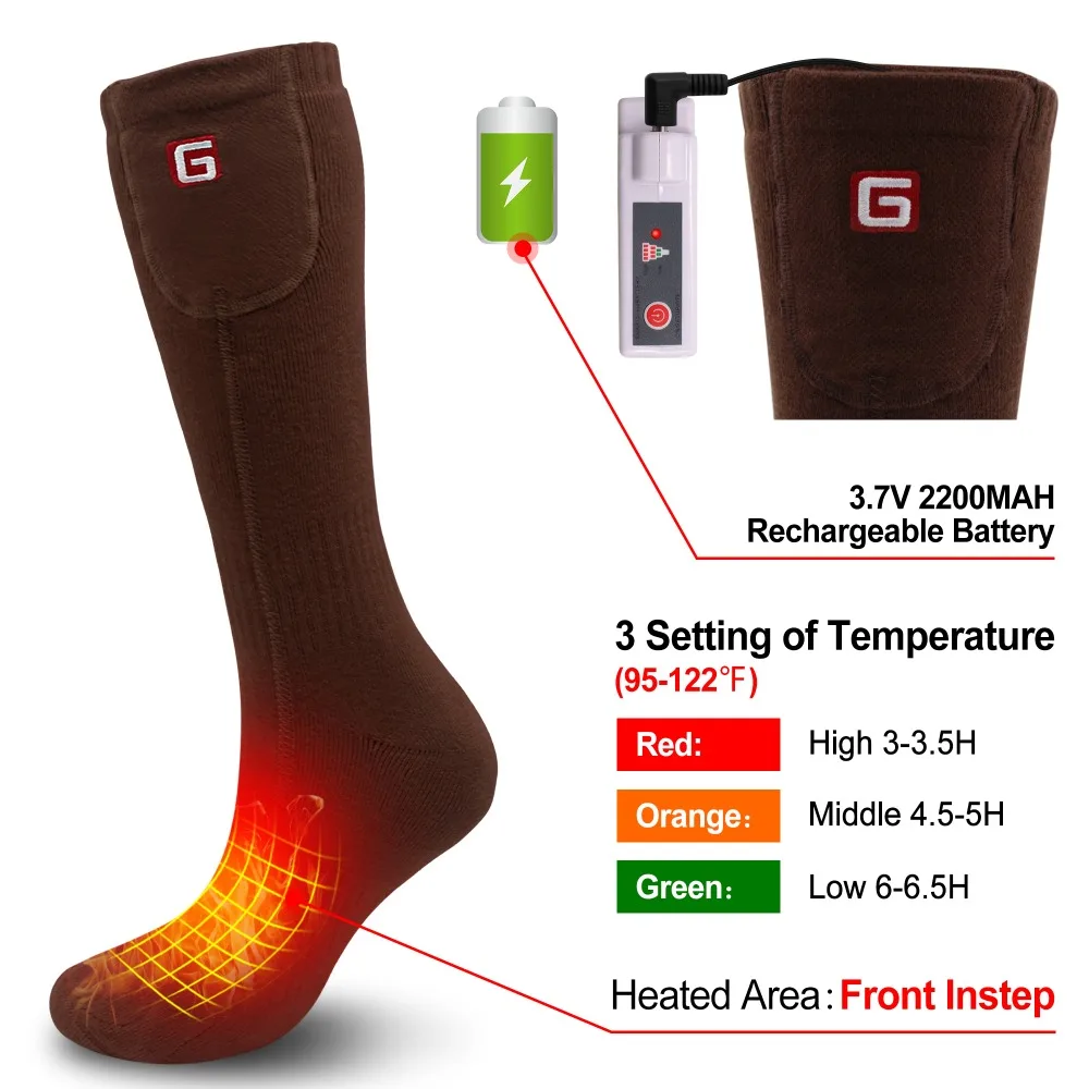 Женские и мужские зимние теплые носки с подогревом, 3,7 в, литий-ионная аккумуляторная батарея, с электрическим подогревом, для здоровья, мягкие носки для зимы