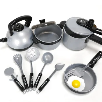 

One Set Children Kitchen Cooking Utensils Accessories Play Toy Cook Pots Pans Cookware Kids Pretend Classic Toys Children Gift,1