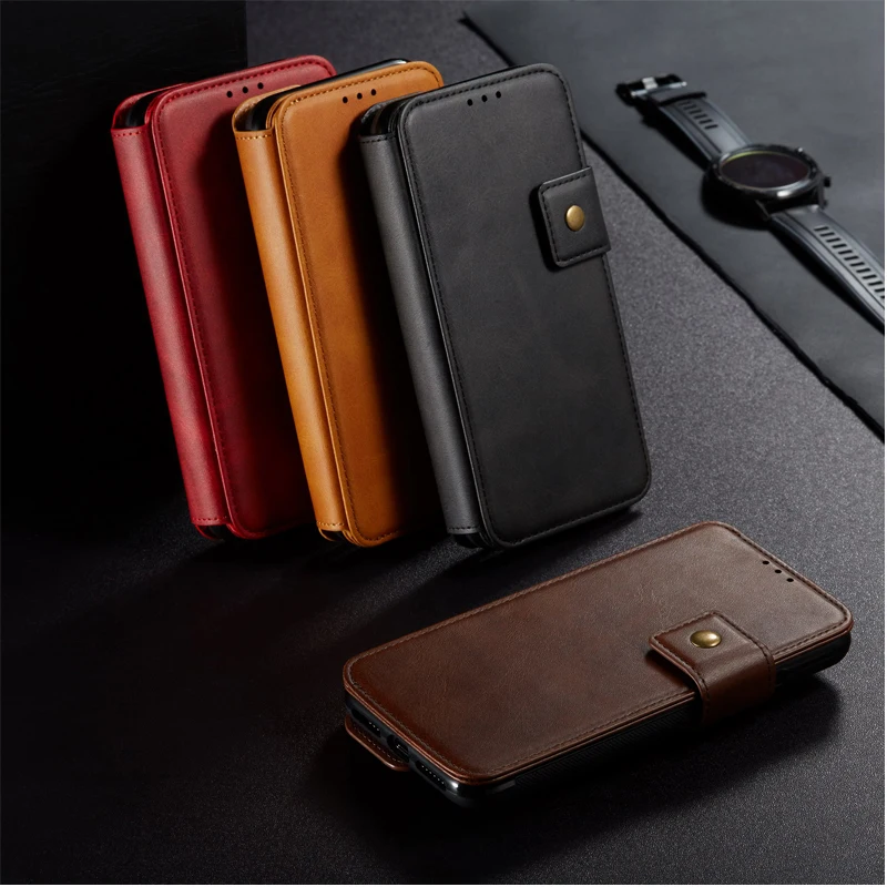 

Case For iPhone XS Max XR X 8 7 6 Plus Metal buckle Leather Stand Wallet Slots Detachable Magnetic 2 in 1 Card Case Cover