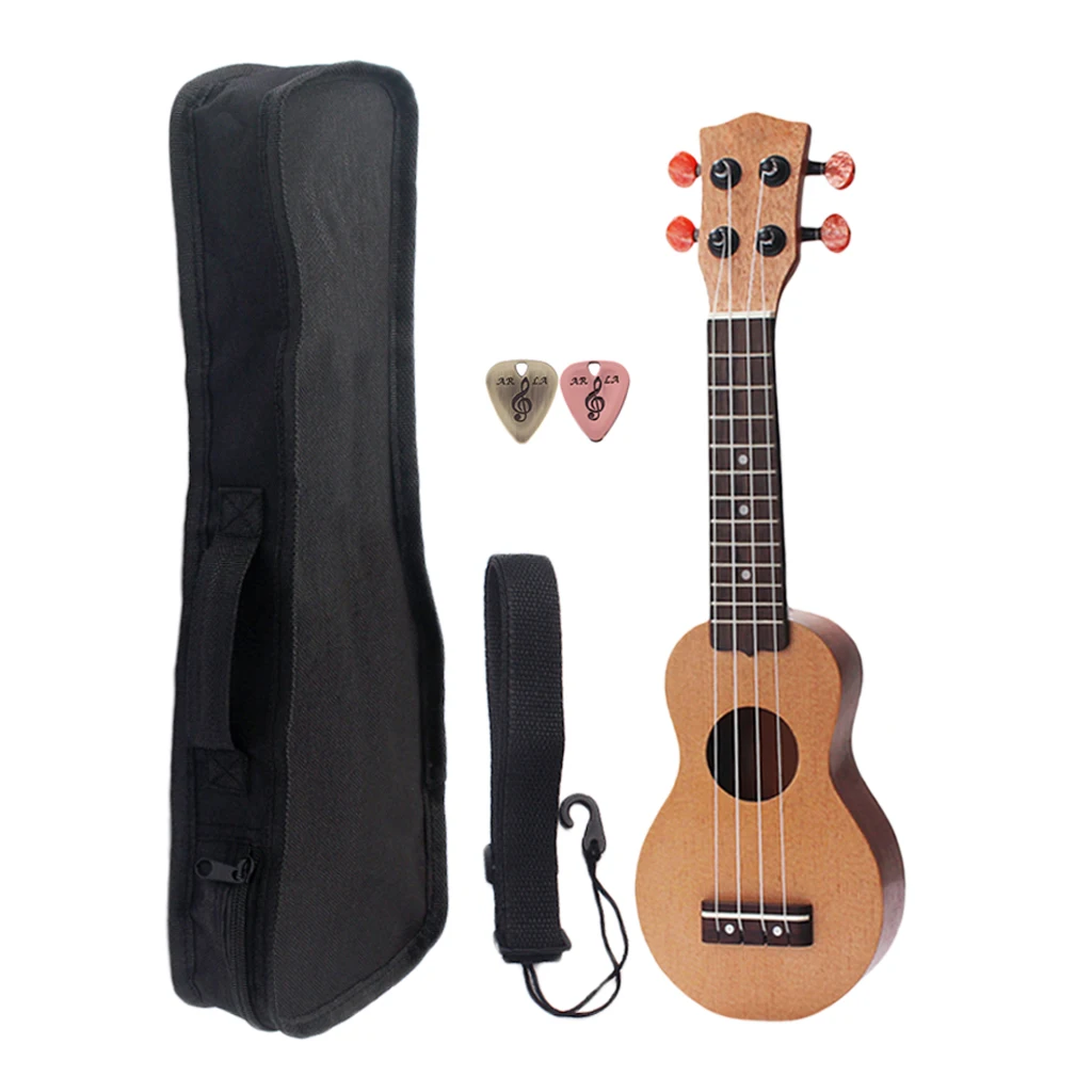 17 Inch Houten Ukulele Mini Hawaiian Gitaar 4 Snaren Muziekinstrument Voor Muziek Liefhebbers W/Tas + Metal Gitaar picks 17 Inch Houten Ukulele Mini Hawaiian Gitaar 4 Snaren Muziekinstrument Voor Muziek Liefhebbers W/Tas + Metal Gitaar picks
