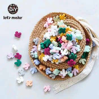 

Let's Make 5pc Silicone Beads BPA Free Food Grade Teething Bead DIY Pacifier Cain Cactus Leaf Uicorn Baby Teether Accessories