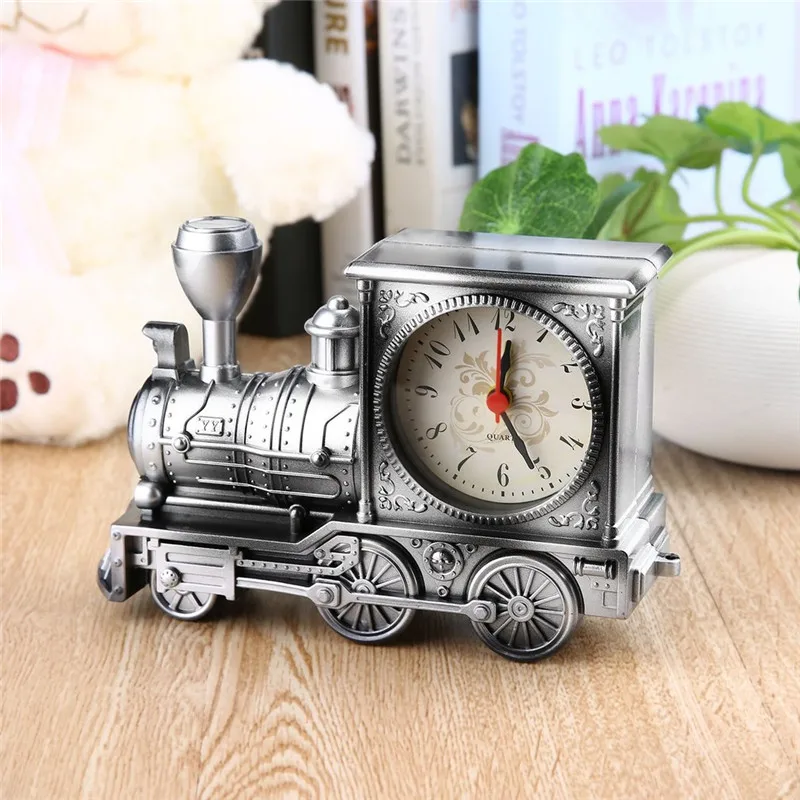 Художественные часы-будильник с кварцевым механизмом в форме поезда, винтажные уникальные часы, украшение для бытовой полки, подарки, 3 цвета, Распродажа