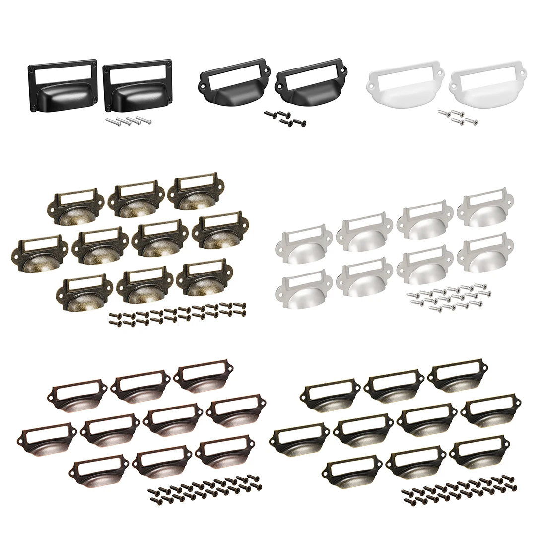 

uxcell 2/10pcs Cup Drawer Pull Kitchen Cabinet Handles 32/57/60/72mm Hole Centers Bronze/Sliver/Black/White/Copper