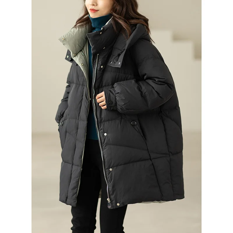 90 White Duck Down Jacket 2021 New All-match Warmth Stand-up Collar Pure Color Casual Fashion Jacket Women
