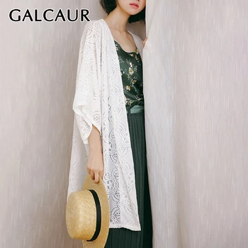 

GALCAUR Korean Holloe Out Perspective Coat Women Open Stitch Long Sleeve Oversize Loose Casual Trench Female 2020 Spring Fashion